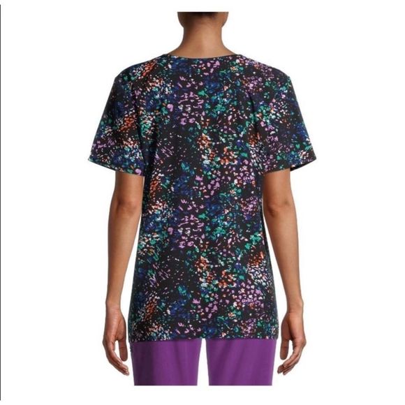 ScrubStar Time for Texture Black Purple Green Scrub Top NEW WITH TAG Size Small - Picture 4 of 8